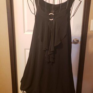 Black ruffle ring sleeveless blouse, size L